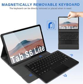 img 2 attached to 🔌 Samsung Galaxy Tab S6 Lite Keyboard Case: Backlit Bluetooth Touch Keyboard with Trackpad & 7-Color Backlight, Black