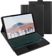 🔌 samsung galaxy tab s6 lite keyboard case: backlit bluetooth touch keyboard with trackpad & 7-color backlight, black logo