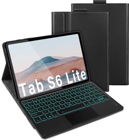 img 4 attached to 🔌 Samsung Galaxy Tab S6 Lite Keyboard Case: Backlit Bluetooth Touch Keyboard with Trackpad & 7-Color Backlight, Black