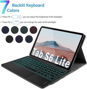 img 3 attached to 🔌 Samsung Galaxy Tab S6 Lite Keyboard Case: Backlit Bluetooth Touch Keyboard with Trackpad & 7-Color Backlight, Black