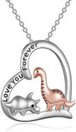 🦕 yfn sterling silver dinosaur pendant necklace gifts for women and girls - triceratops and brontosaurus dinosaur jewelry logo