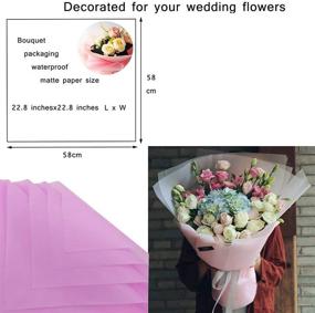 img 2 attached to 🌸 Arlai 20 Counts Pink Waterproof Wedding Flower Wrapping Paper with Champagne Ribbon - DIY Matte Paper for Bouquets (22.8"x22.8")
