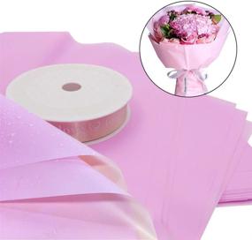 img 3 attached to 🌸 Arlai 20 Counts Pink Waterproof Wedding Flower Wrapping Paper with Champagne Ribbon - DIY Matte Paper for Bouquets (22.8"x22.8")