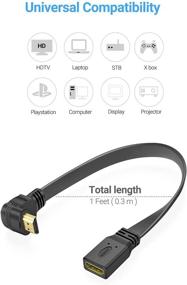 img 1 attached to 🔌 1FT High Speed HDMI Extension Cable with 90-Degree Angle - Male to Female HDMI Extender Cord - Gold Plated Plugs for Enhanced Connectivity