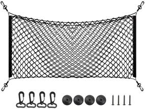 img 4 attached to 📦 PAMASE XL 43x17.5in Large Adjustable Elastic Envelope Cargo Net for Tacoma SUV Yukon - Black Flexible Car Trunk Storage Organizer Net with 2 Installation Options
