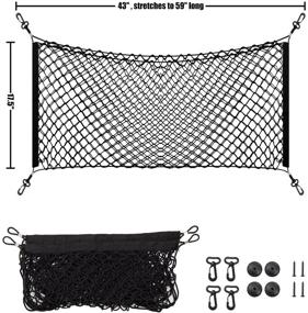 img 1 attached to 📦 PAMASE XL 43x17.5in Large Adjustable Elastic Envelope Cargo Net for Tacoma SUV Yukon - Black Flexible Car Trunk Storage Organizer Net with 2 Installation Options