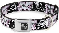 🐾 buckle-down seatbelt buckle dog collar - punk princess heart & cross bones with skulls & splatter black/white - unique and safe pet accessory logo