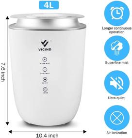 img 3 attached to 🌫️ Whisper Quiet 4L Cool & Warm Mist Humidifier with Adjustable Mist Level, Auto Shut Off, and Essential Oil Diffuser - Ideal for Large Rooms at Home or Office (White)