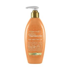 img 4 attached to 🌾 Крем для волос OGX Strength & Length + Golden Turmeric Anti-Frizz для естественного высыхания воздуха с кокосовым молоком, питательное средство для волос без смывания для контроля при пушении, 6 унций