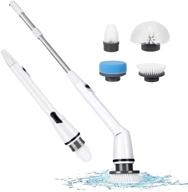 360 cordless electric spin scrubber for bathroom tub and 🧽 tile, hurricane brush tool with sponge head, extension arm - black logo