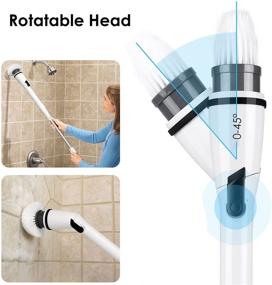 img 2 attached to 360 Cordless Electric Spin Scrubber for Bathroom Tub and 🧽 Tile, Hurricane Brush Tool with Sponge Head, Extension Arm - Black