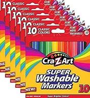 🖍️ cra-z-art 10002 classic colors washable markers 10 count, 6 boxes: vibrant and easy-to-clean markers for all ages logo