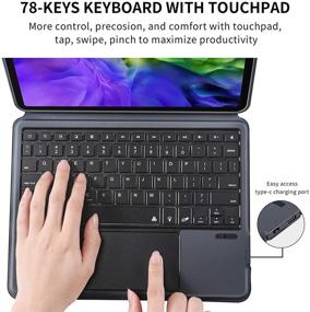 img 1 attached to VOWUBO iPad Pro 11 Keyboard Case with Touchpad: Magnetic Silicone Tablet Cover, Pencil Holder, USB-C Charging Port, Back-lit Keyboard - Black (1st/2nd Generation)