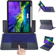 vowubo ipad pro 11 keyboard case with touchpad: magnetic silicone tablet cover, pencil holder, usb-c charging port, back-lit keyboard - black (1st/2nd generation) logo