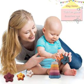 img 1 attached to 🧩 Development Sensory Toy - Promise Babe Silicone Stacking Rings with Star Shape Soft Stacker Blocks for Baby & Toddler