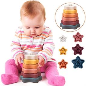 img 3 attached to 🧩 Development Sensory Toy - Promise Babe Silicone Stacking Rings with Star Shape Soft Stacker Blocks for Baby & Toddler