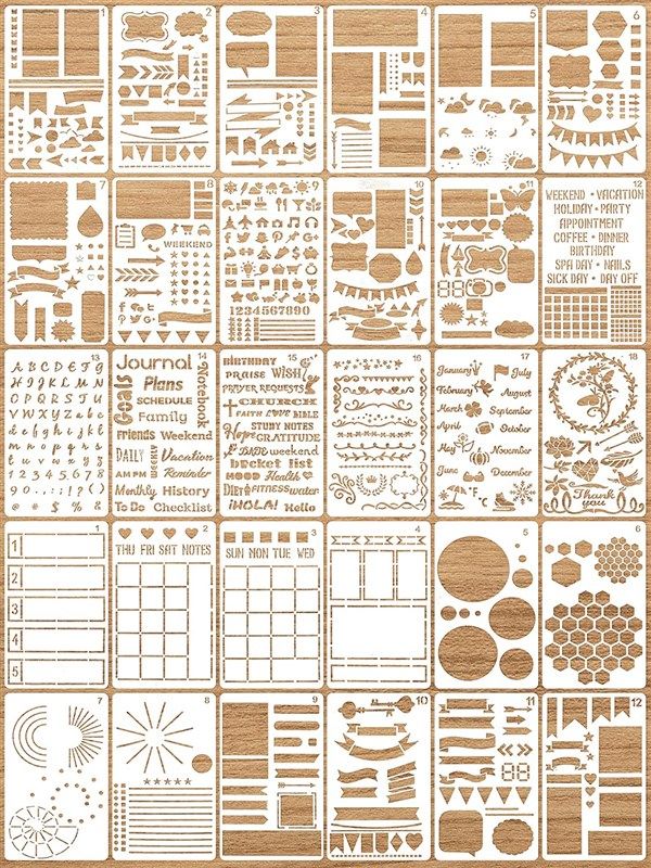 30 Pieces Journal Stencils Plastic Planner Stencils Ultimate Productivity  Journal Stencils Set DIY Drawing Templates for Journal Notebook Diary