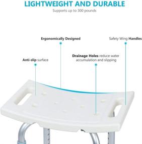 img 2 attached to 🪑 Стул для душа OasisSpace: регулируемый ванночный табурет с бесплатной помощью перил - медицинское способствующее средство без инструментов, антипролежневый стул с прочными алюминиевыми ножками для пожилых, пожилых людей, инвалидов и лиц с ограниченными возможностями.
