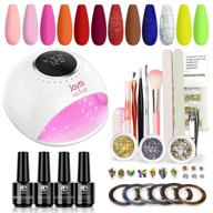 💅 joytii gel nail polish kit with uv light, 12 colors set, 82w uv led nail lamp, base coat, glossy & matte top coat, nail glitter powder, diy manicure pedicure tools logo