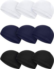 img 4 attached to 🧢 SATINIOR 9-Piece Skull Cap Set: Sweat-Wicking, Milk Silk Running Hats for Men – Perfect Cycling Helmet Liner