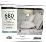 🛏️ premium king white kirkland 680 thread count sheet set with 6 piece deep pockets - luxurious comfort and durability! logo