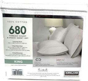 img 1 attached to 🛏️ Premium King White Kirkland 680 Thread Count Sheet Set with 6 Piece Deep Pockets - Luxurious Comfort and Durability!
