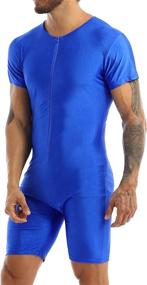 img 2 attached to ACSUSS Men's Spandex Zipper Front Bodysuit: Optimal Workout, Dance, Biketard, Unitard, Wrestling Singlet Jumpsuit