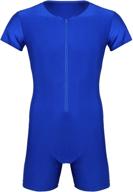 acsuss men's spandex zipper front bodysuit: optimal workout, dance, biketard, unitard, wrestling singlet jumpsuit logo