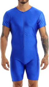 img 3 attached to ACSUSS Men's Spandex Zipper Front Bodysuit: Optimal Workout, Dance, Biketard, Unitard, Wrestling Singlet Jumpsuit