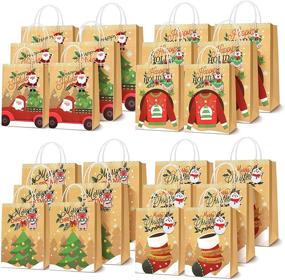 img 4 attached to 🎁 Christmas Kraft Gift Bags Assortment – 24 Bags with Tags for Wrapping Goody Gifts, Perfect for Holiday Parties and New Year