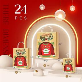 img 2 attached to 🎁 Christmas Kraft Gift Bags Assortment – 24 Bags with Tags for Wrapping Goody Gifts, Perfect for Holiday Parties and New Year