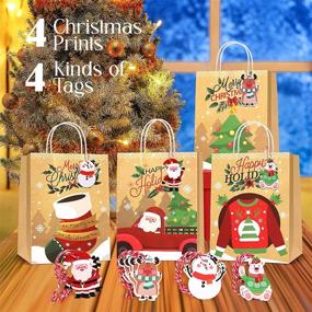 img 1 attached to 🎁 Christmas Kraft Gift Bags Assortment – 24 Bags with Tags for Wrapping Goody Gifts, Perfect for Holiday Parties and New Year