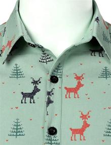 img 2 attached to 🎅 JOGAL Christmas Sleeve Button X Large Men's Clothing Shirts - Festive and Stylish Attire for Men