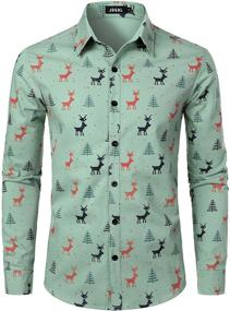 img 4 attached to 🎅 JOGAL Christmas Sleeve Button X Large Men's Clothing Shirts - Festive and Stylish Attire for Men