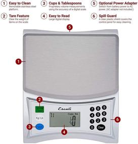 img 3 attached to 📏 Escali Pana V136 Large Volume Measuring Scale: Preprogrammed with 500+ Ingredients, 13lb Capacity, LCD Display - Ideal for Kitchen, Baking, Cooking - Universal & Light Grey