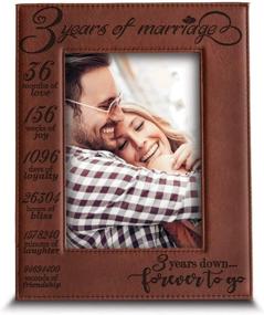 img 4 attached to 🎉 Bella Busta- 3 Years of Marriage- 3 Year Anniversary Engraved Leather Picture Frame (Vertical 5x7, Rawhide)