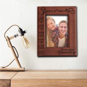 img 2 attached to 🎉 Bella Busta- 3 Years of Marriage- 3 Year Anniversary Engraved Leather Picture Frame (Vertical 5x7, Rawhide)