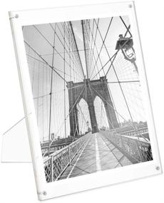 img 4 attached to Isaac Jacobs 8x10 Clear Acrylic Photo Frame with Magnetic Closure and Two-Way Easel Stand - Ideal for Tabletop Display