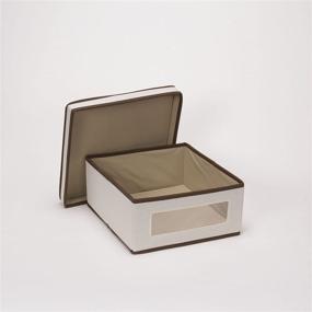 img 2 attached to 🏠 Household Essentials 510-3 Vision Storage Boxes with Lids, 3 Piece Set, Natural Canvas Brown Trim