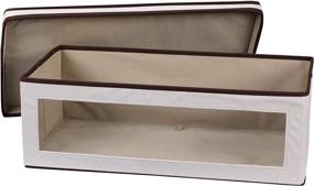 img 1 attached to 🏠 Household Essentials 510-3 Vision Storage Boxes with Lids, 3 Piece Set, Natural Canvas Brown Trim