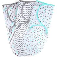 👶 newborn swaddle blankets, 3 pack, 0-3 months, small-medium size, adjustable infant swaddling sack, aqua/grey color logo