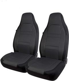 img 4 attached to FREMONT AUTO Sports High Back Car Seat Covers: PU Leather & Mesh Sides, Airbag Compatible, Universally Fits Cars, Trucks, Vans & SUVs - Black