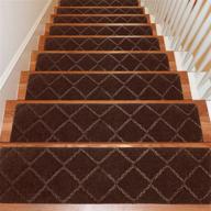 🐾 seloom stair treads carpet non-slip with non skid backing - indoor wooden steps runners, washable & dog-friendly (brown, 15-pack, 8 x 30 in) логотип