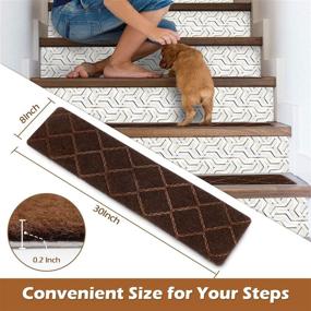 img 2 attached to 🐾 Seloom Stair Treads Carpet Non-Slip with Non Skid Backing - Indoor Wooden Steps Runners, Washable & Dog-Friendly (Brown, 15-Pack, 8 x 30 in)