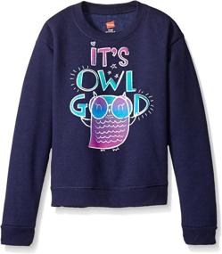 img 1 attached to Ecosmart Graphic Fleece Sweatshirt for Big Girls by Hanes