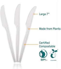 img 3 attached to 🌱 eqoware Eco-Friendly Disposable Knives, 100 Pack, 7&#34; Large Size, Sturdy &amp; Heat Resistant, Certified Compostable Made from Plants, Includes Convenient Serving &amp; Storage Holder for Home &amp; Office
