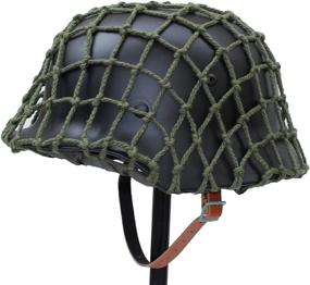 img 4 attached to 🔍 ANQIAO WW2 WWII German M35 Helmet: Authentic Soldier Stahlhelm, Steel Material, Black Green Color with Net Cover