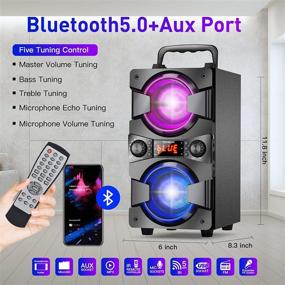 img 2 attached to Мощные 60W Bluetooth-колонки со светом и двойным сабвуфером - идеально подходят для домашней вечеринки или на открытом воздухе!