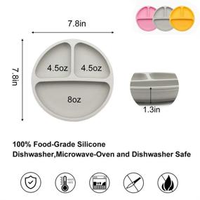 img 3 attached to 🍽️ BPA-Free Silicone Suction Plates for Babies & Toddlers - Includes Spoon Fork, Dishwasher and Microwave Safe - 3 Pack (Gray, Pink & Orange)