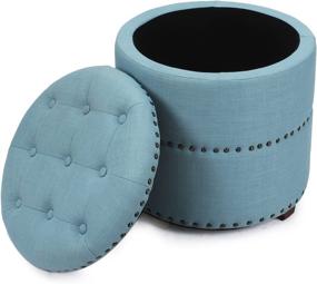 img 3 attached to Homebeez Ottoman Footstool Nailhead Cylinder